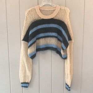 Urban Outfitters Kimchi Crop Stripe Open Knit Sweater